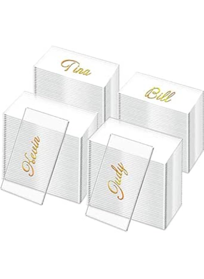 EMAAZZ LLC 120 Pcs Clear Acrylic Wedding Place Cards Rectangular Blank Name Plates Table Number Cards for Seating Chart Wedding Reception Banquet Party DIY Table Setting - Image 1